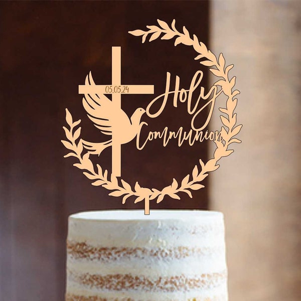 Fichier de topper SVG première communion colombe, décoration de gâteau pour fichier coupe croix Communion, fichier numérique, topper svg colombe, svg Glowforge