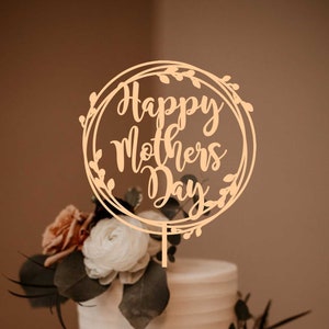Feliz Día de las Madres Cake Topper, Día de las Madres Svg, Archivo cortado por láser, Archivo Gloforge.