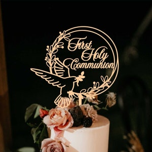 Heilige Kommunion Topper SVG, Kommunion Topper Datei, Kuchen Topper für Kommunion Kreuz CUT Datei, Taube svg Topper, Glowforge svg