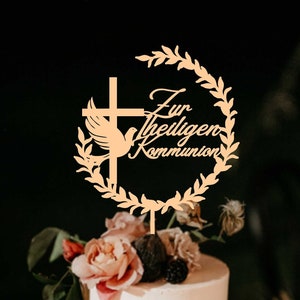 Fichier de topper Zur 1 heiligen Kommunion SVG, de gâteau pour le fichier de coupe de croix de communion, fichier numérique, colombe svg Topper, svg Glowforge