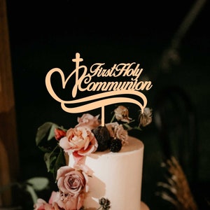 Erste heilige Kommunion SVG-Topper-Datei, Kuchendeckel für Kommunion CUT-Datei, digitale Datei, Kreuz svg Topper, Herz svg, Glowforge svg