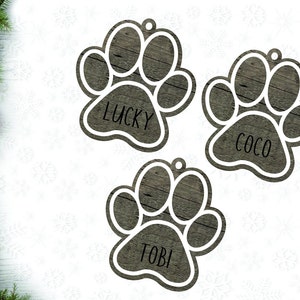 Paw Print Laser Svg File, Dog Ornament Digital Download, Glowforge, Circut file
