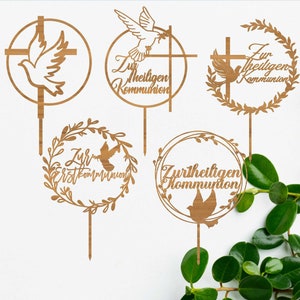 Première Communion Colombe SVG Bundle topper file, Cake topper for Communion Cross CUT file, fichier numérique, colombe svg topper, Glowforge svg