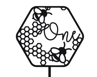 Bee One Birthday Cake Topper SVG, Laser Cut Files