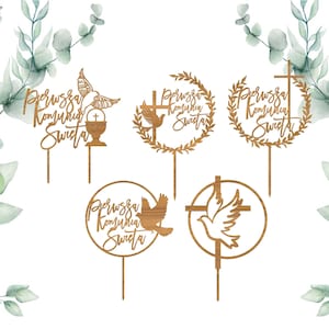 Pierwsza Komunia Święta, Kommunion-Bundle-Topper-Datei, Kuchendeckel für Kommunion-Kreuz-CUT-Datei, Tauben-Svg-Topper, Glowforge-Svg