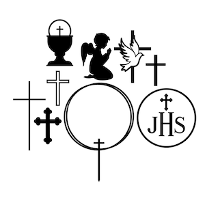 Kommunion-Svg-Bundle, Kreuz SVG, Engels-Svg, Dove-Svg-Cricut, Kommunion-Topper Rahmen svg, Chaliste svg, dünnes Kreuz svg, Kreuz Bundle svg.