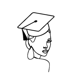Graduation Face Line Girl Charm SVG File