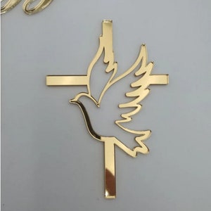 Dove Cross SVG, file di taglio colomba con fascino torta per battesimo, file in formato SVG di battesimo, Comunione in formato SVG, file digitale Croce
