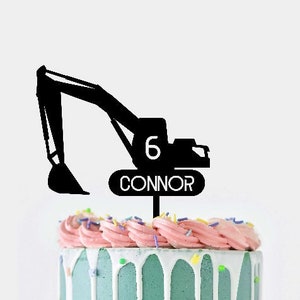 Construction vehicle SVG, Digger happy birthday cake topper cut file, laser cut cake topper file, vector cake topper file