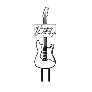 Joyeux anniversaire guitare de gâteau SVG, svg de gâteau, joyeux anniversaire SVG de gâteau, fichier découpé au laser guitare, svg glowforge.