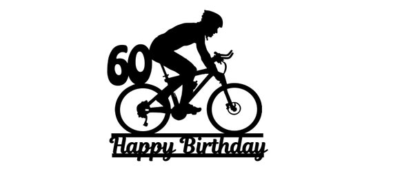 60 Bike, Cycling Birthday Cake Topper Template SVG, Cake Topper