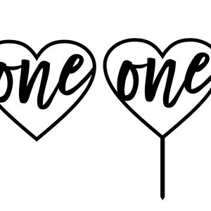 One First Birthday Heart SVG, Cricut Digital file, One Cake topper svg, file for cutting, First Birthday svg.