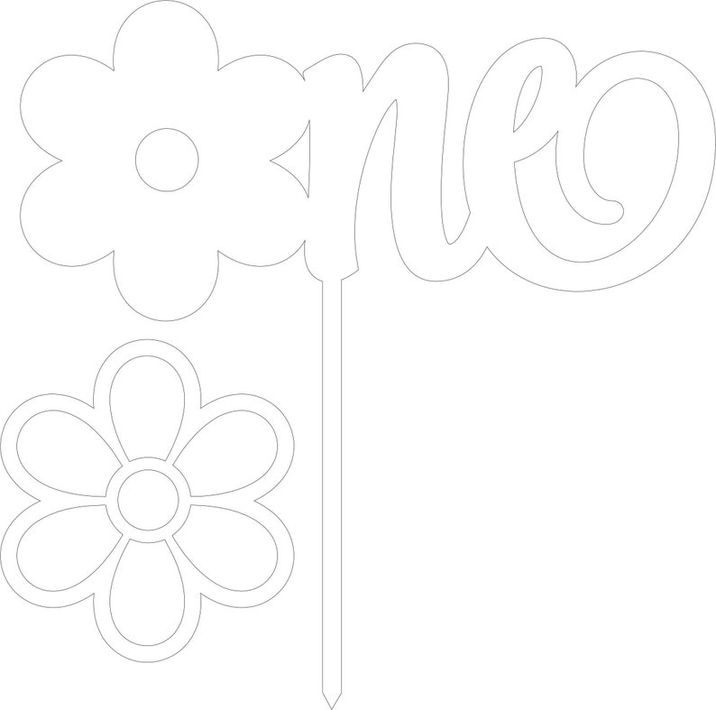 Daisy 'one' Cake Topper Laser Cut File: First Birthday SVG (digital ...