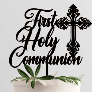 First Holy Communion Cross topper file, Cake topper for Communion Cross CUT file, Digital File, Cross svg Topper,  Glowforge svg