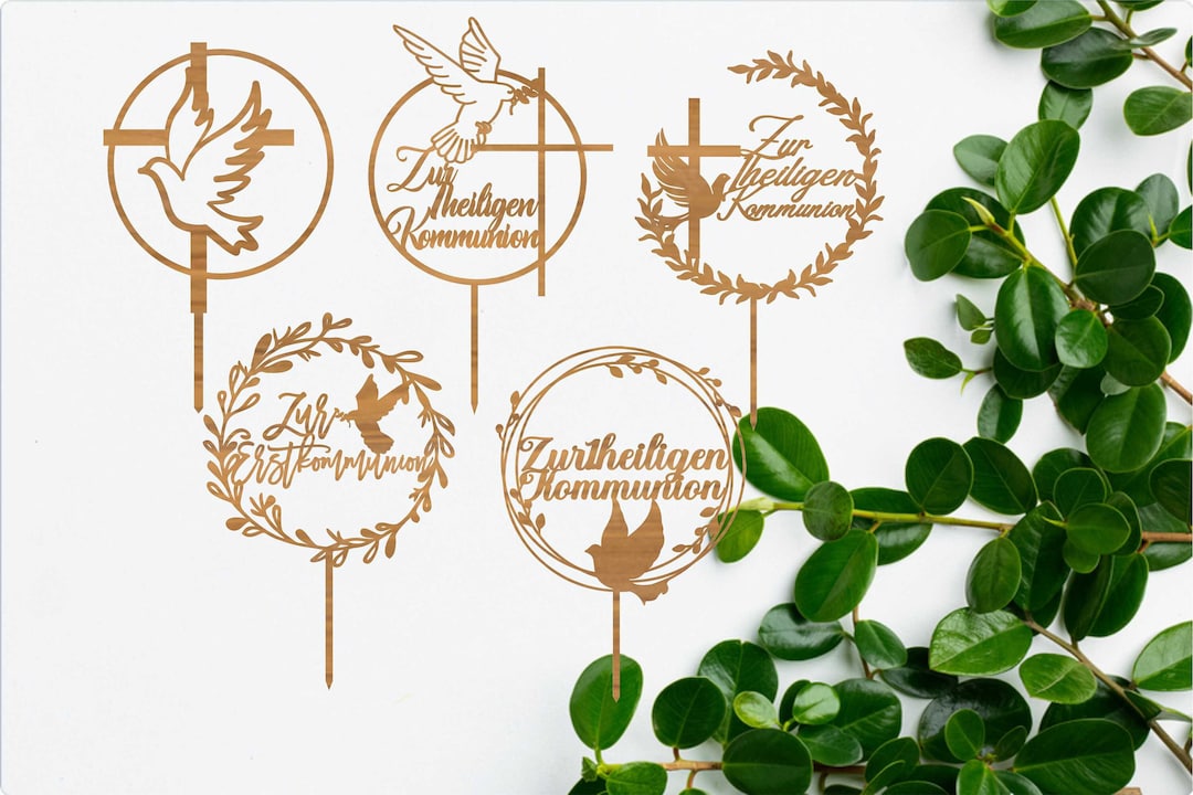 First Holy Communion Dove SVG Bundle Topper File, Cake Topper for ...