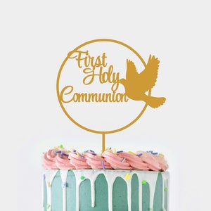 Première Communion ronde Colombe SVG topper Frame, Cake topper for Communion CUT file, fichier numérique, Colombe svg Topper, Glowforge svg