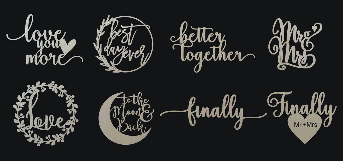 Wedding Cake Topper Svg Bundle Hand Lettered Topper Cut File Etsy