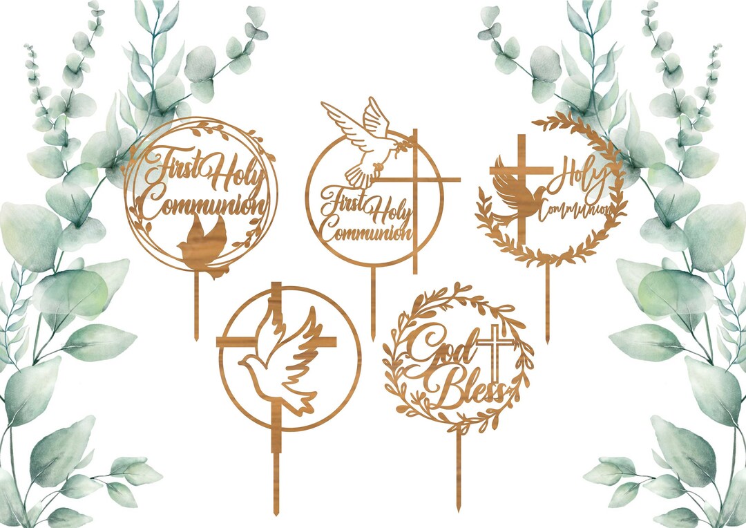 First Holy Communion Dove SVG Bundle Topper File, Cake Topper for ...