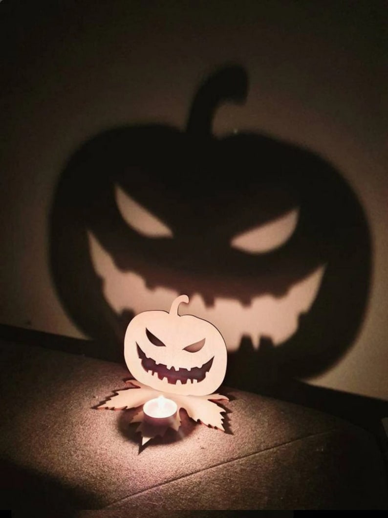 Halloween Tea Light Holder Svg File Glowglowforge Halloween - Etsy
