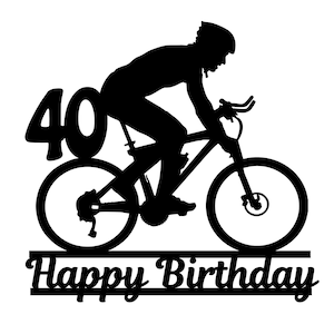 40 Vélo, cyclisme Birthday Cake Topper modèle SVG, Cake Topper svg, Joyeux anniversaire SVG Cake Topper, Cake Topper SVG Cricut Files