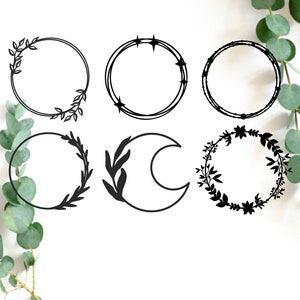 Floral Wreath SVG Bundle: Botanical Circle Frames (Digital Download)