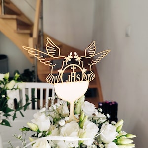 Pièce maîtresse de la Sainte Communion, fichier de topper Bundle de communion, gâteau pour fichier de coupe croix de communion, topper svg colombe, svg Glowforge