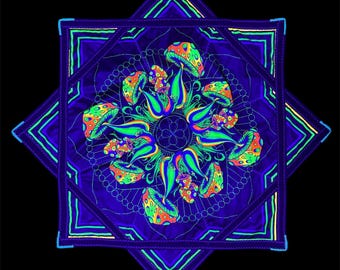 Estrella reactiva UV en forma de hongo: juguete de flujo fascinante de doble cara para festivales de música