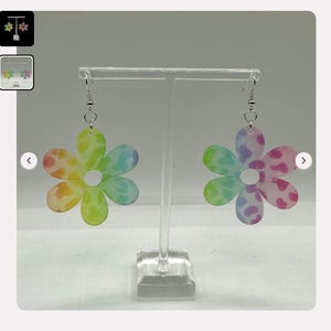 Rainbow Flowers Earrings UV Reactive - Jewelry for Ravers & Music Festival Lovers
