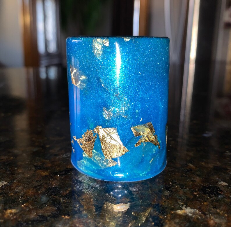 Homemade resin shot glasses with gold flakes Etsy