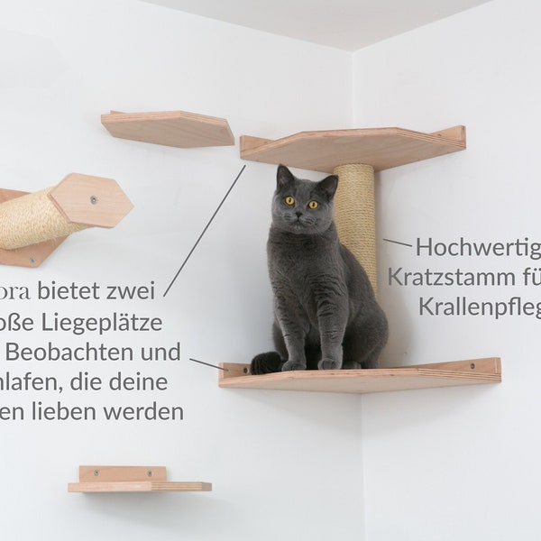 SORA: corner double decker, cat platform, lying plates for cats, diamond platform, viewing platform, cat scratcher, 1 piece