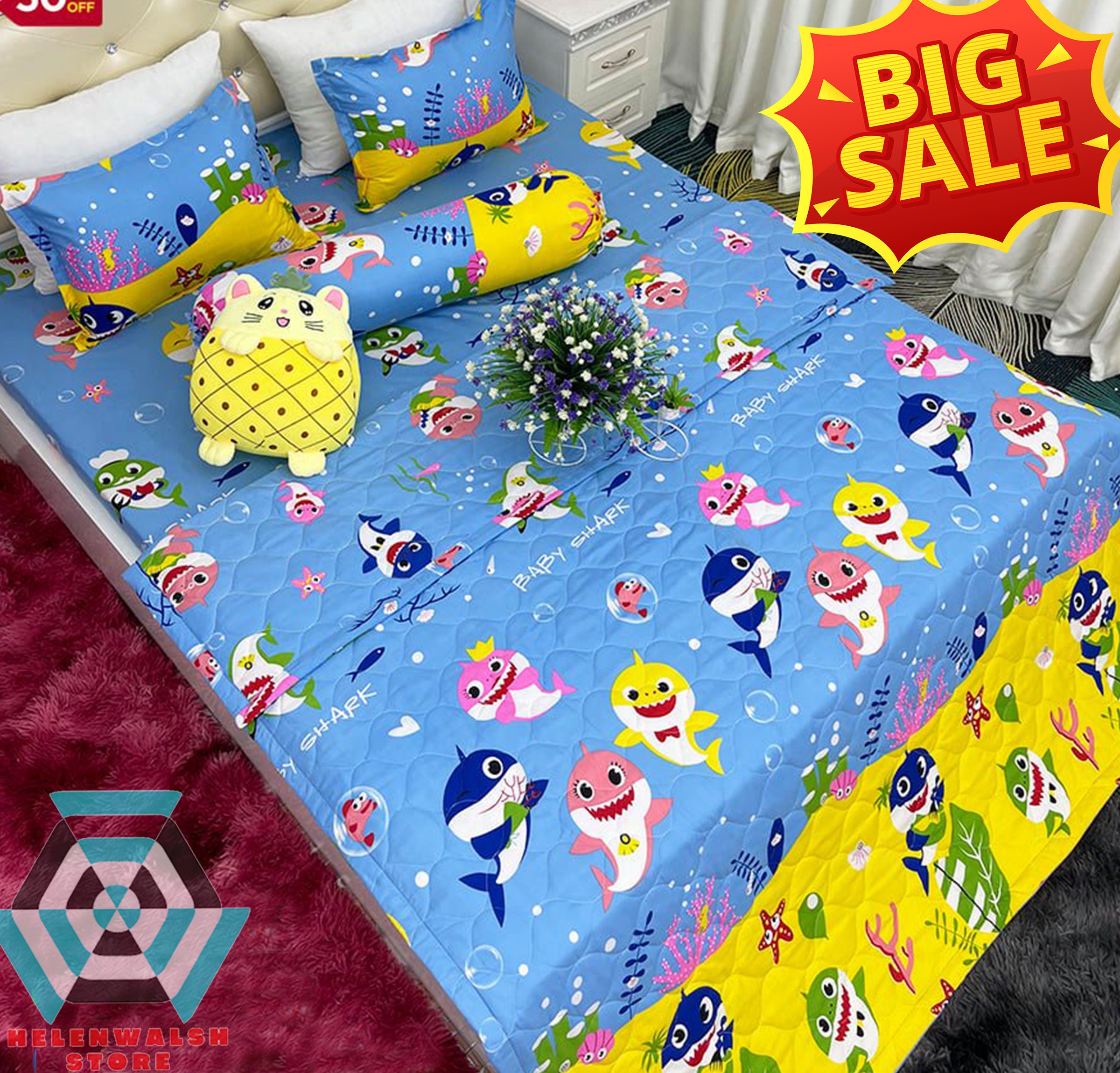 Baby Shark Blanket 5 Piece Cotton Ceiling Blankets Summer Etsy