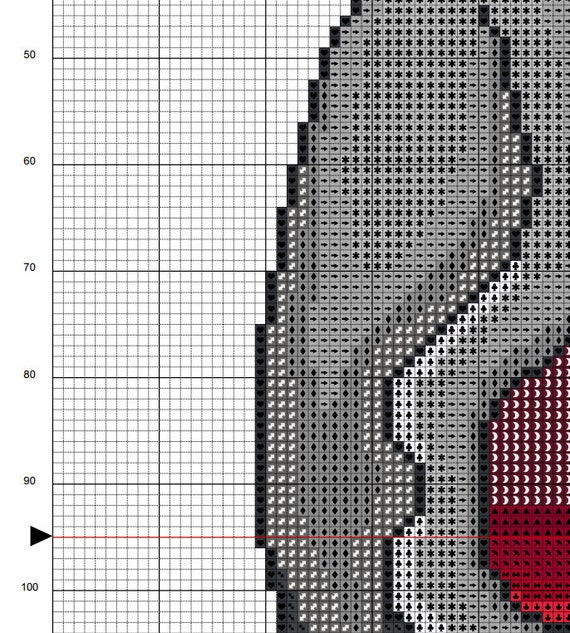 Cross Stitch Gothic Cross Stitch Pattern Digital Download PDF Red Skull ...