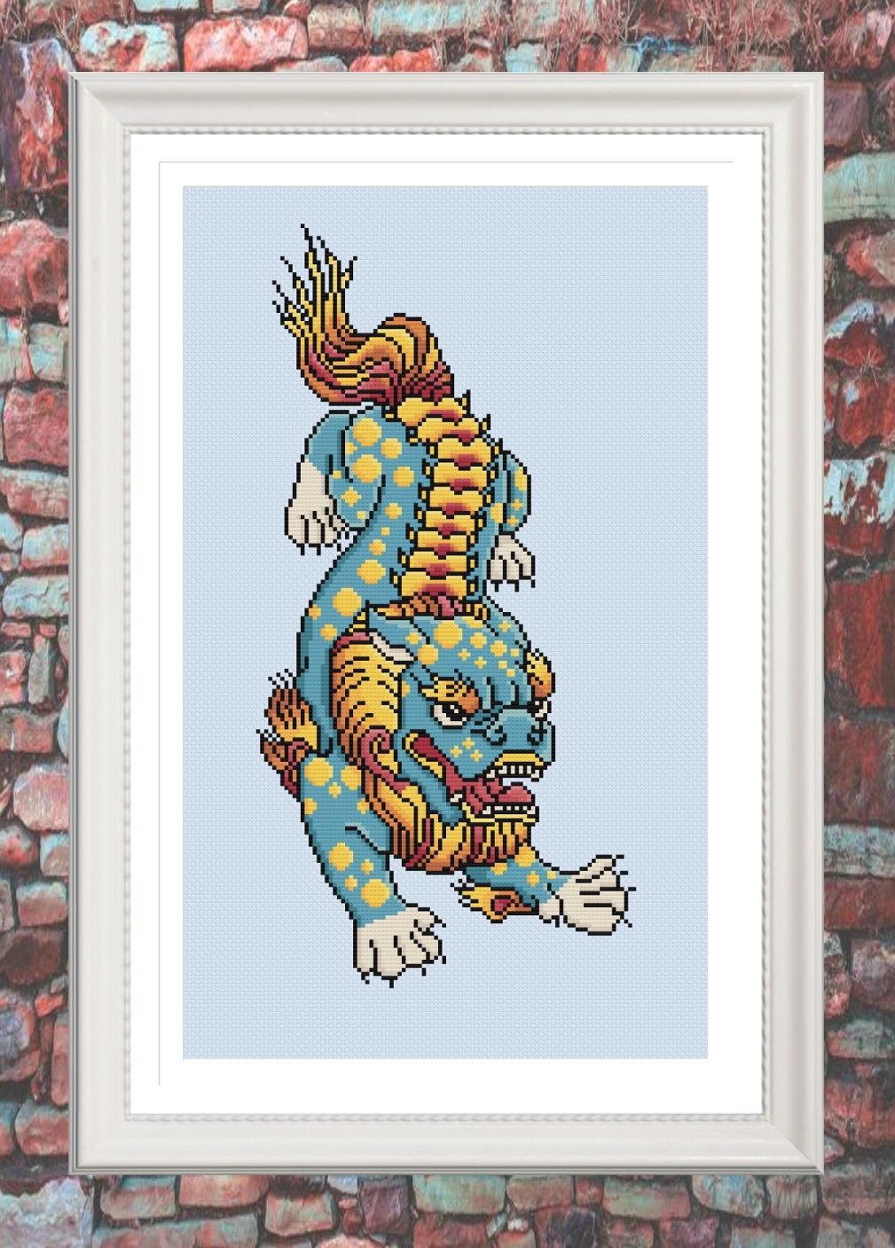 Foo Dog Tattoo Cross Stitch Pattern Digital Download Pdf Etsy