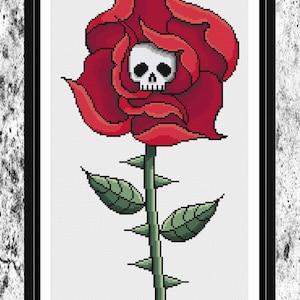 Rose of Death - Gothic Cross Stitch Pattern - Digital Download PDF