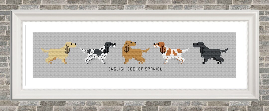 English Cocker Pattern English Cocker Spaniel - Tiny Dog Breed Cross Stitch Pattern - Digital ...