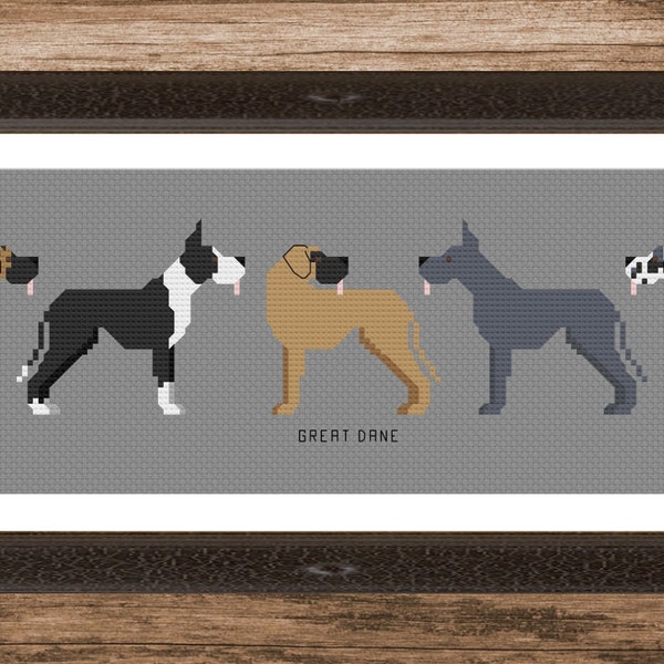 Great Dane - Tiny Dog Breed Cross Stitch Pattern - Digital Download PDF