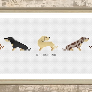 Dachshund (Sausage Dog) - Tiny Dog Breed Cross Stitch Pattern - Digital Download PDF