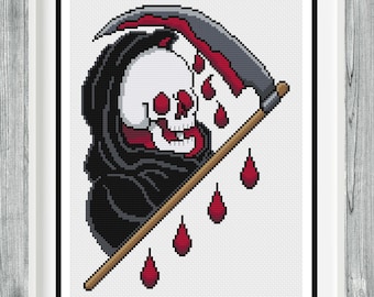 Grim Reaper - Gothic Cross Stitch Pattern - Digital Download PDF