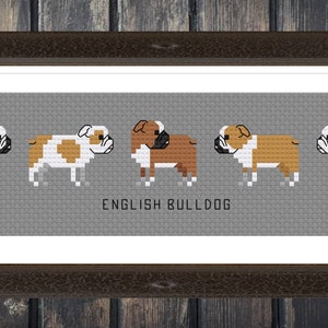 Englische Bulldogge - Kreuzstichvorlage für kleine Hunderassen - Digitaler Download PDF