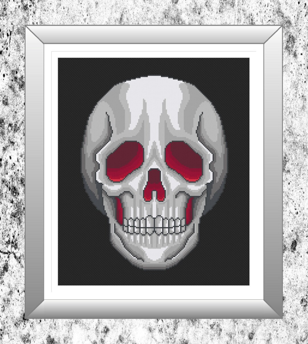 Red Skull - Gothic Cross Stitch Pattern - Digital Download PDF - Etsy