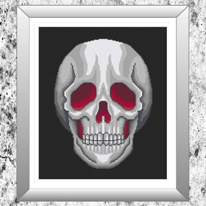 Red Skull - Gothic Cross Stitch Pattern - Digital Download PDF