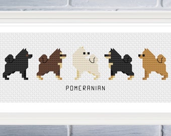 ポメラニアンのクロスステッチパターン：小型犬種の刺繍（PDFパターン