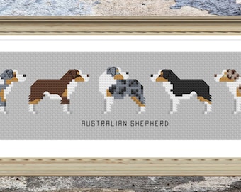 Australian Shepherd - Tiny Dog Breed Cross Stitch Pattern - Digital Download PDF