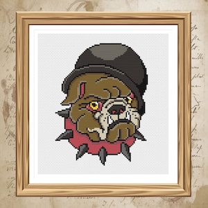 Amerikanische Bulldogge - Tattoo Kreuzstichmuster - Digitaler Download PDF