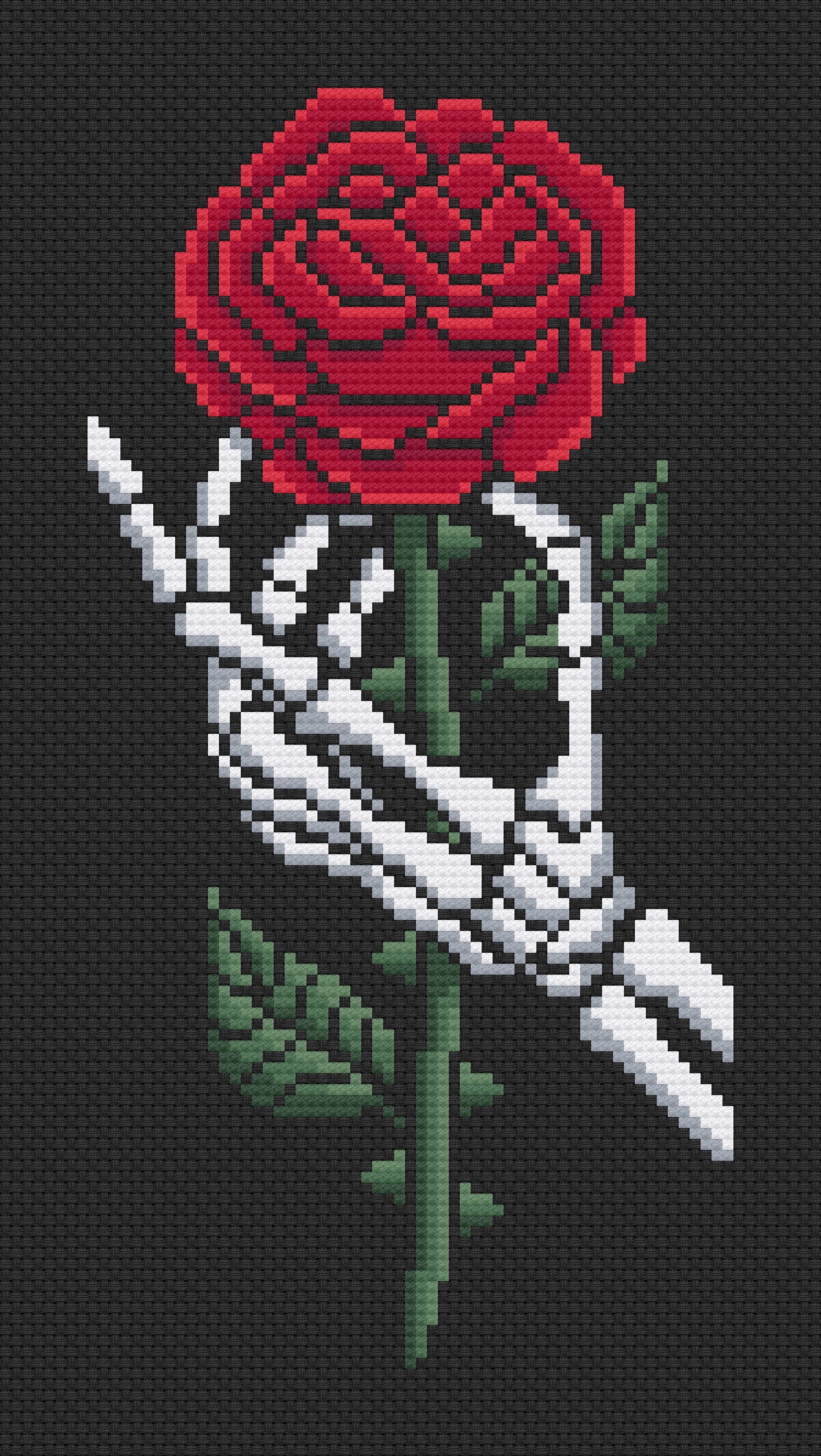 A Rose in Hand- Skeleton Hand With Rose - Gothic Cross Stitch Pattern ...