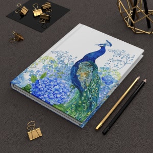 Elegant hardcover Peacock Journal with perforated pages, gift for her, Mom gift, writer's notebook