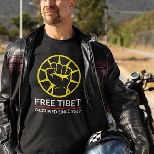 Free Tibet Short-Sleeve Black T-Shirt, human rights, protest tshirt, Dalai Lama, political t-shirt, anti ccp, freedom Tshirt Tee Tshirt