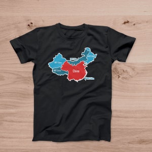 Nicht China Kurzarm T-Shirt, T-Shirt, Herren T-Shirt, Herren T-Shirt, TShirt für Männer, Mann Geschenk, China Map, True China, Boycott Peking