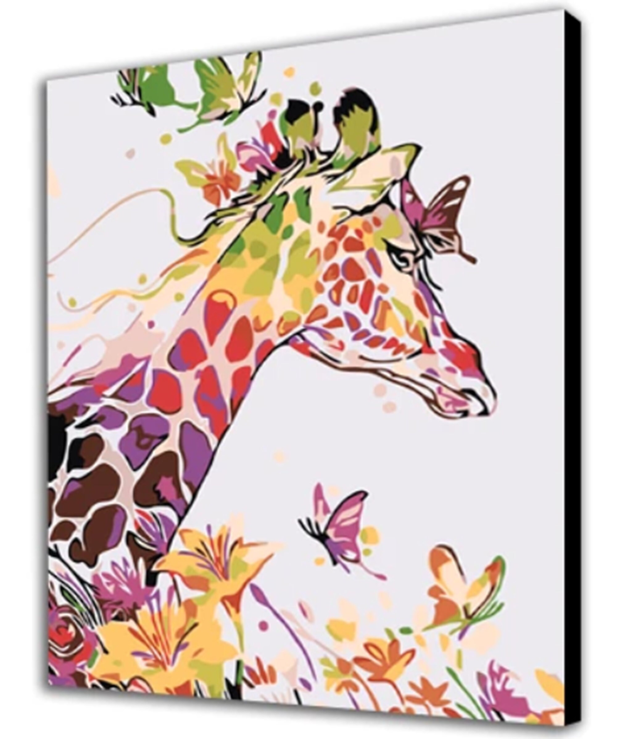 Giraffe And Butterflies Canvas Painting By Numbers Giraffe Etsy