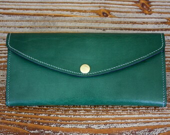 Leather Purse for Women, leather wallet, green wallet, long wallet